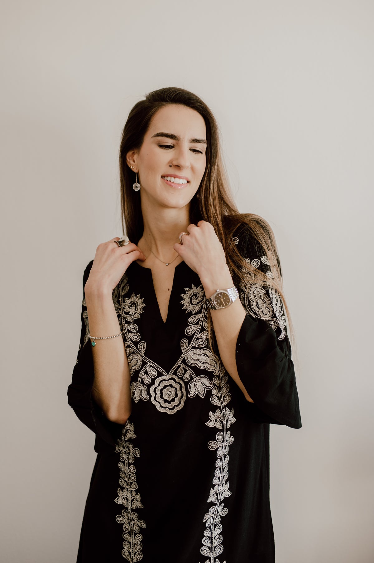 Anika Dress - Black/White