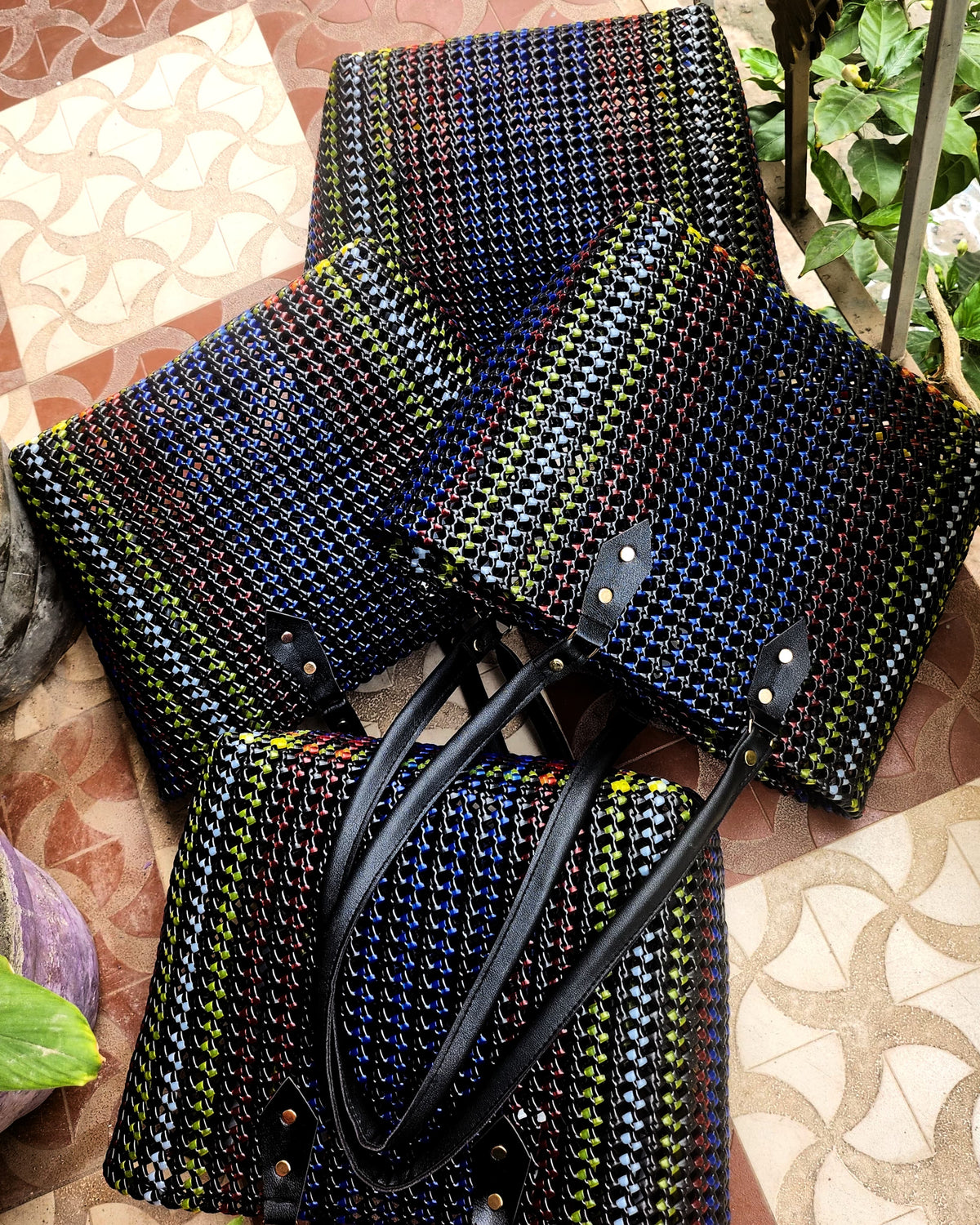 Nina Carryall | Handwoven Koodai Bag with Full Leather Straps