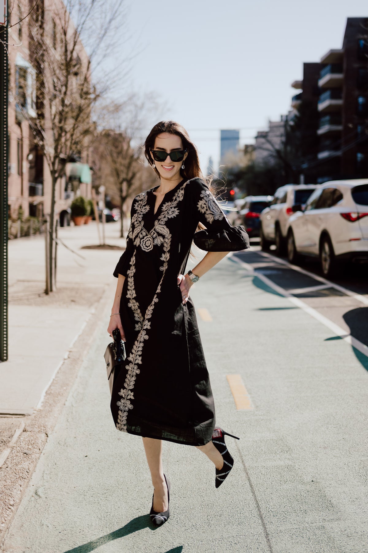 Anika Dress - Black/White