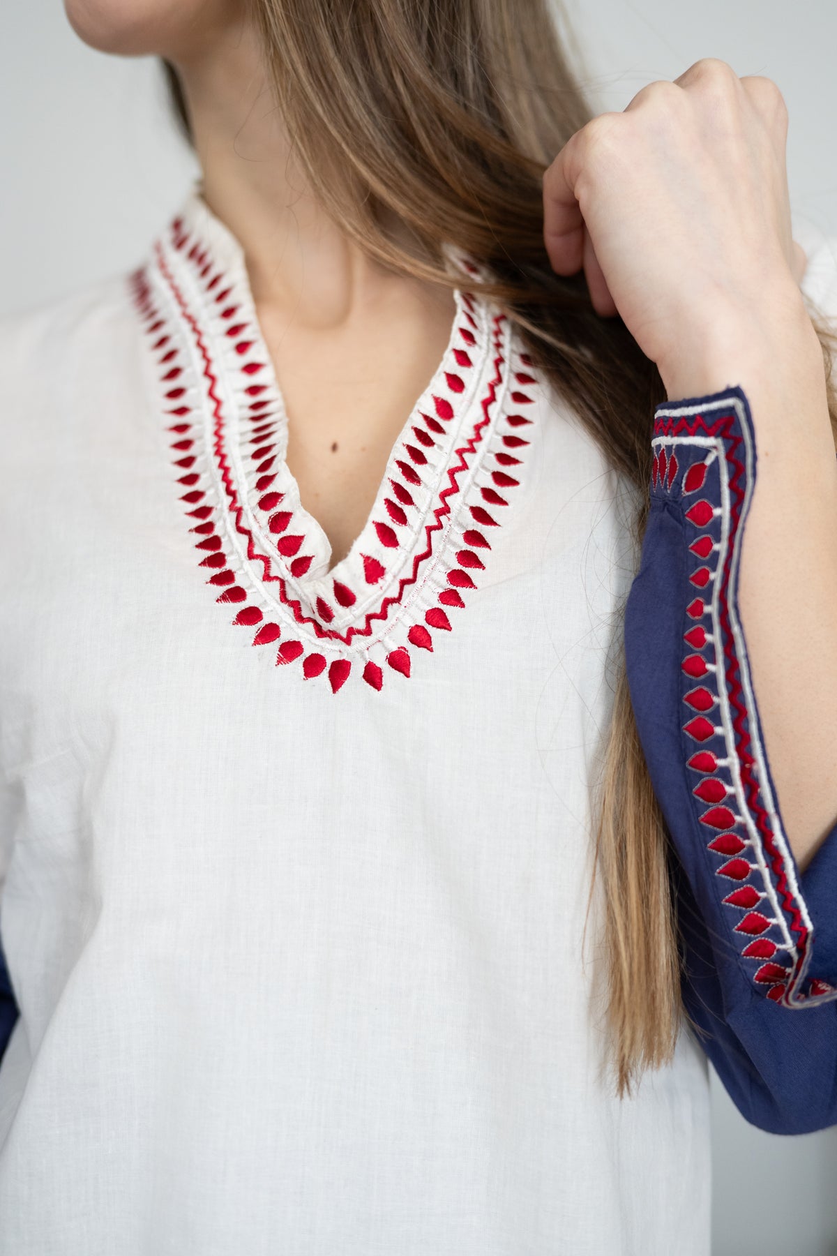 Navy Ombré Embroidered Caftan Cover-Up | Cotton Beach Kaftan