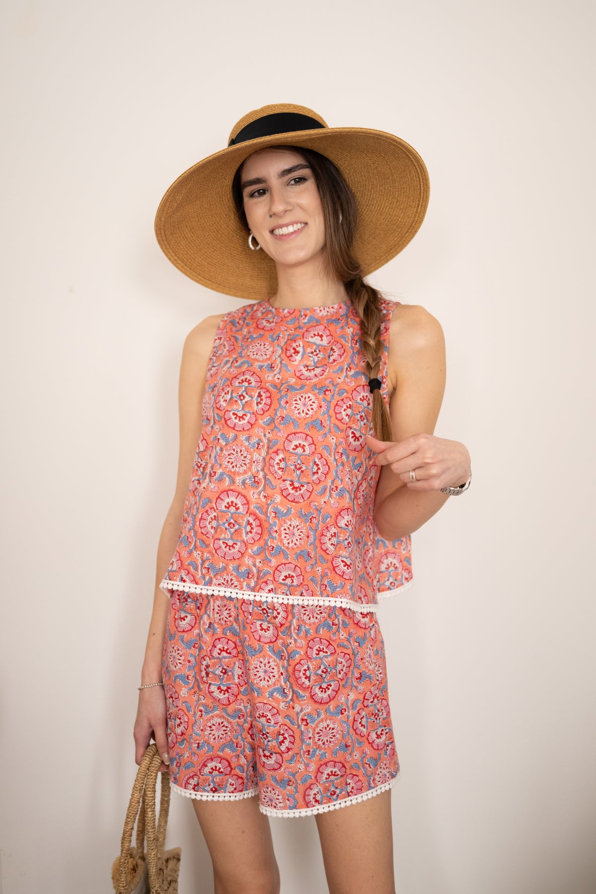 **Pre-Order** Coral Blockprint Beach Set