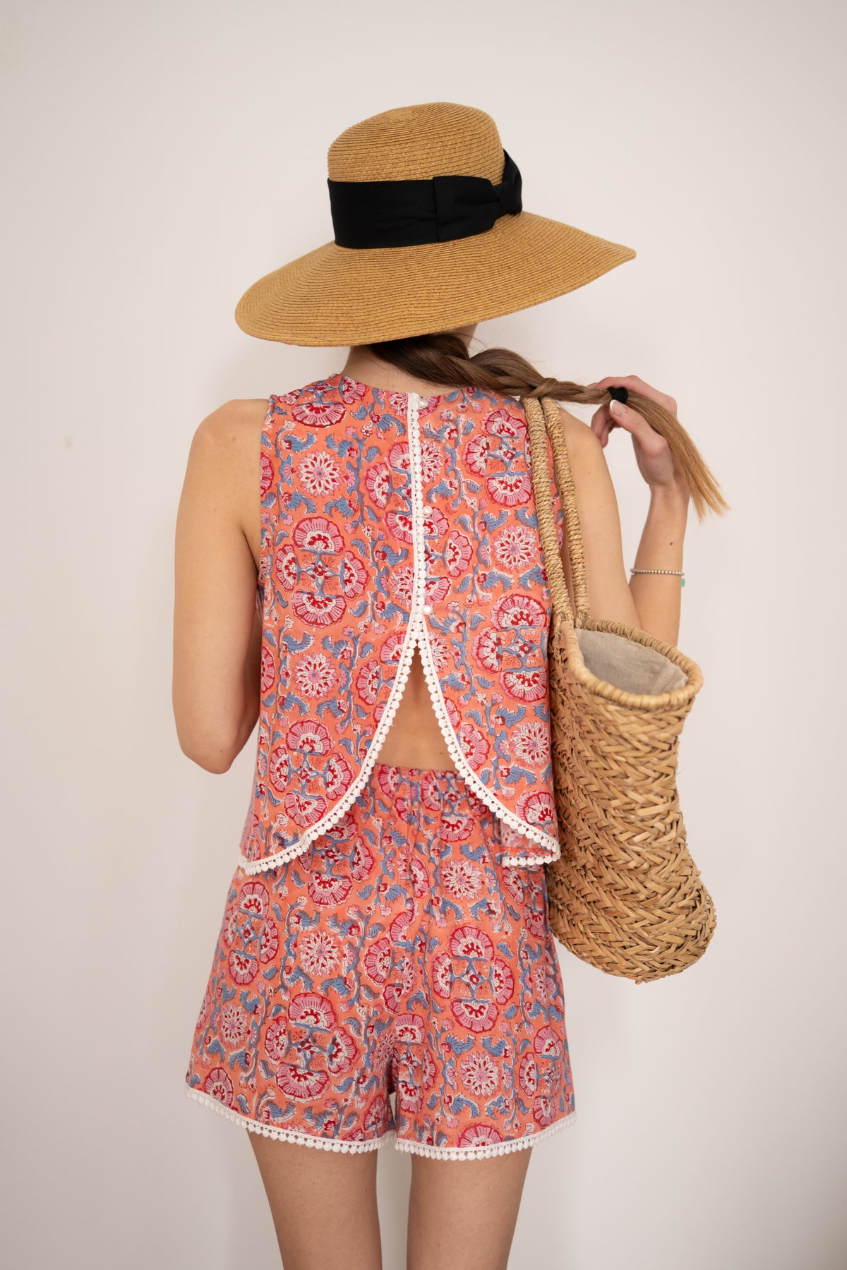 **Pre-Order** Coral Blockprint Beach Set