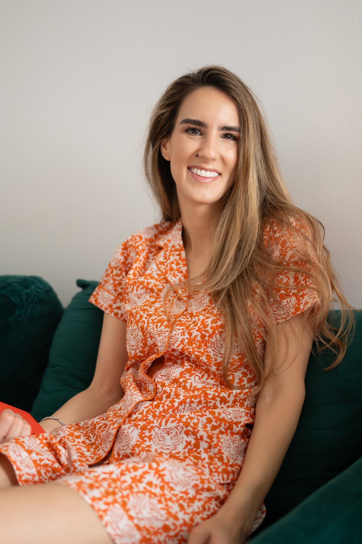 Short Pajama Sets - Tiger Flowers (Orange)