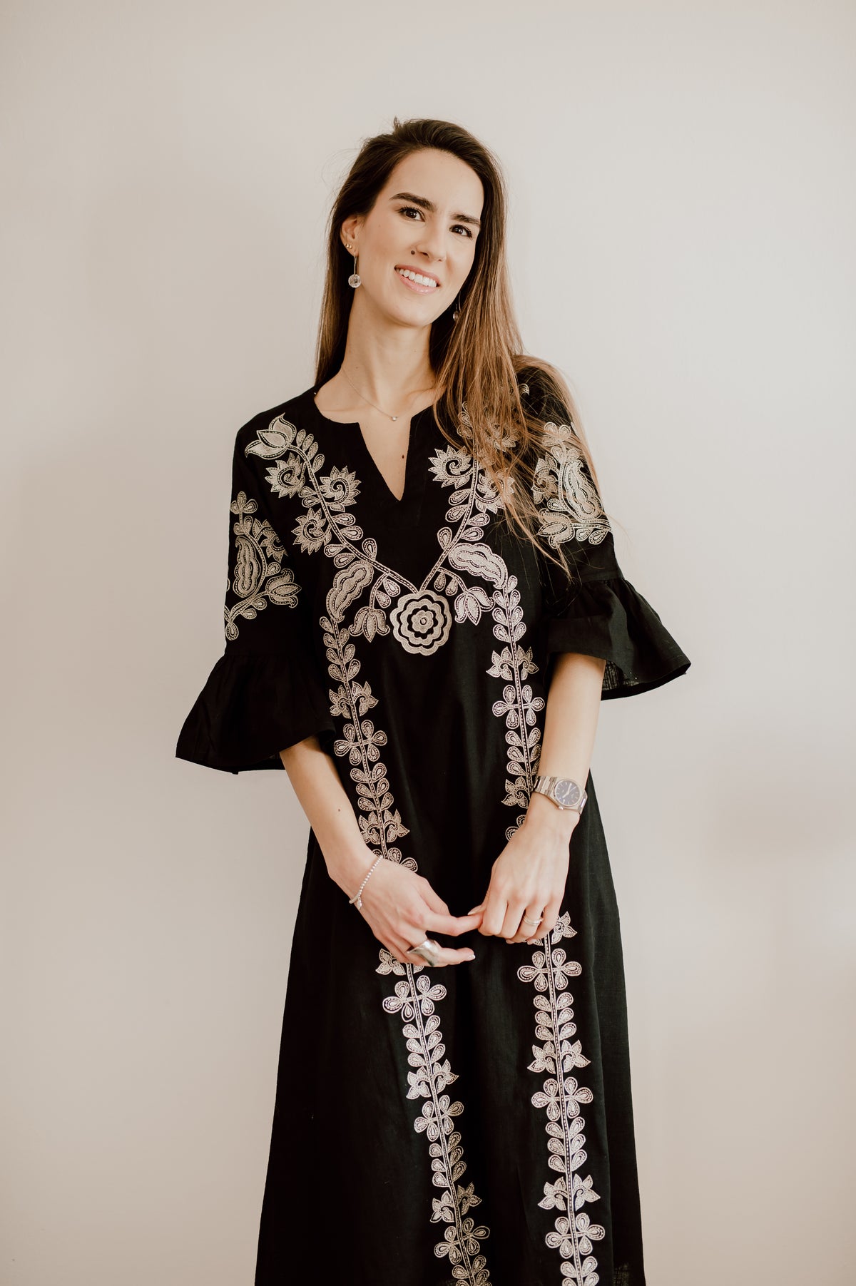 Anika Dress - Black/White