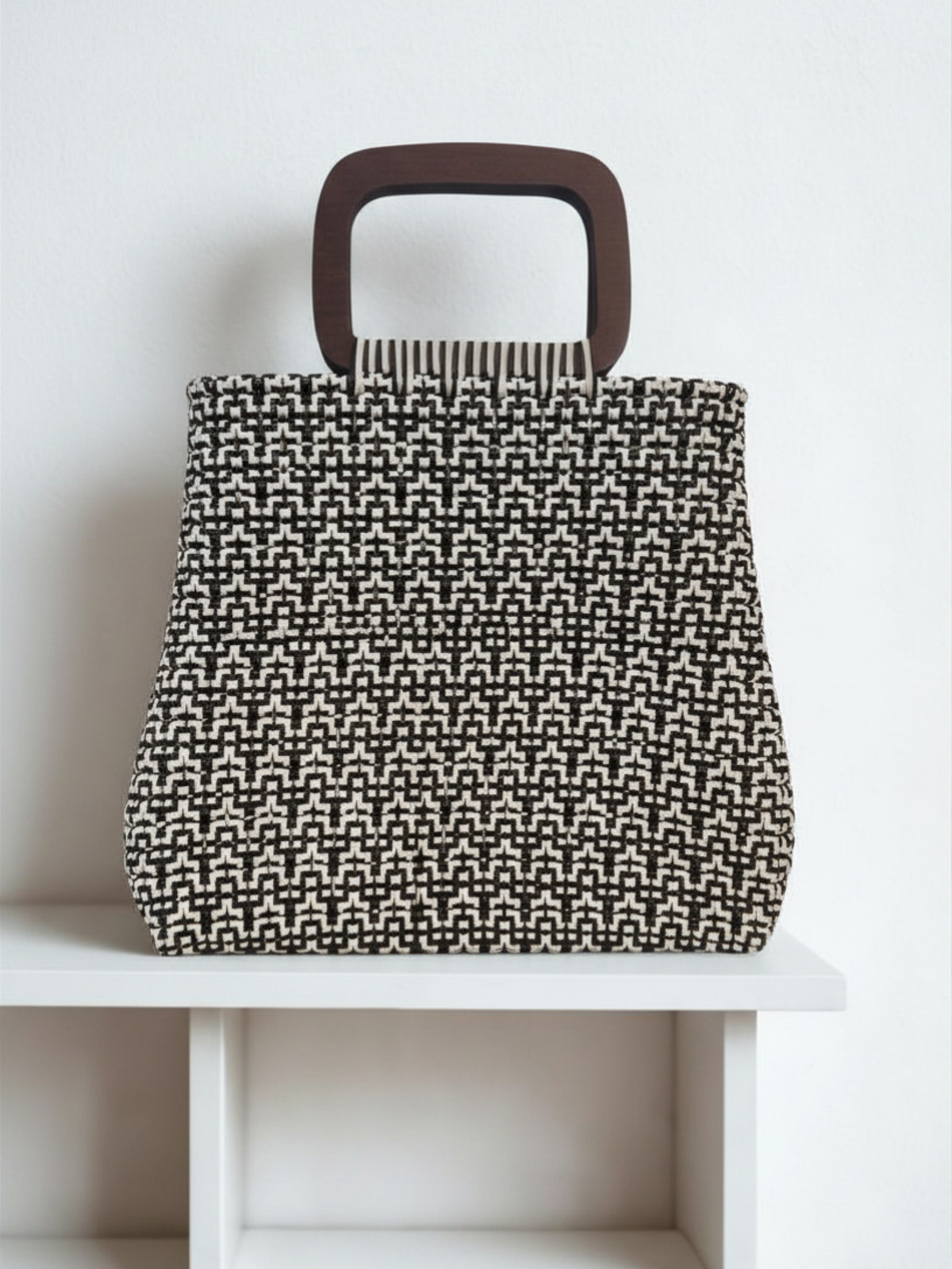 Vera Tote | Handwoven Koodai Bag in Black & White