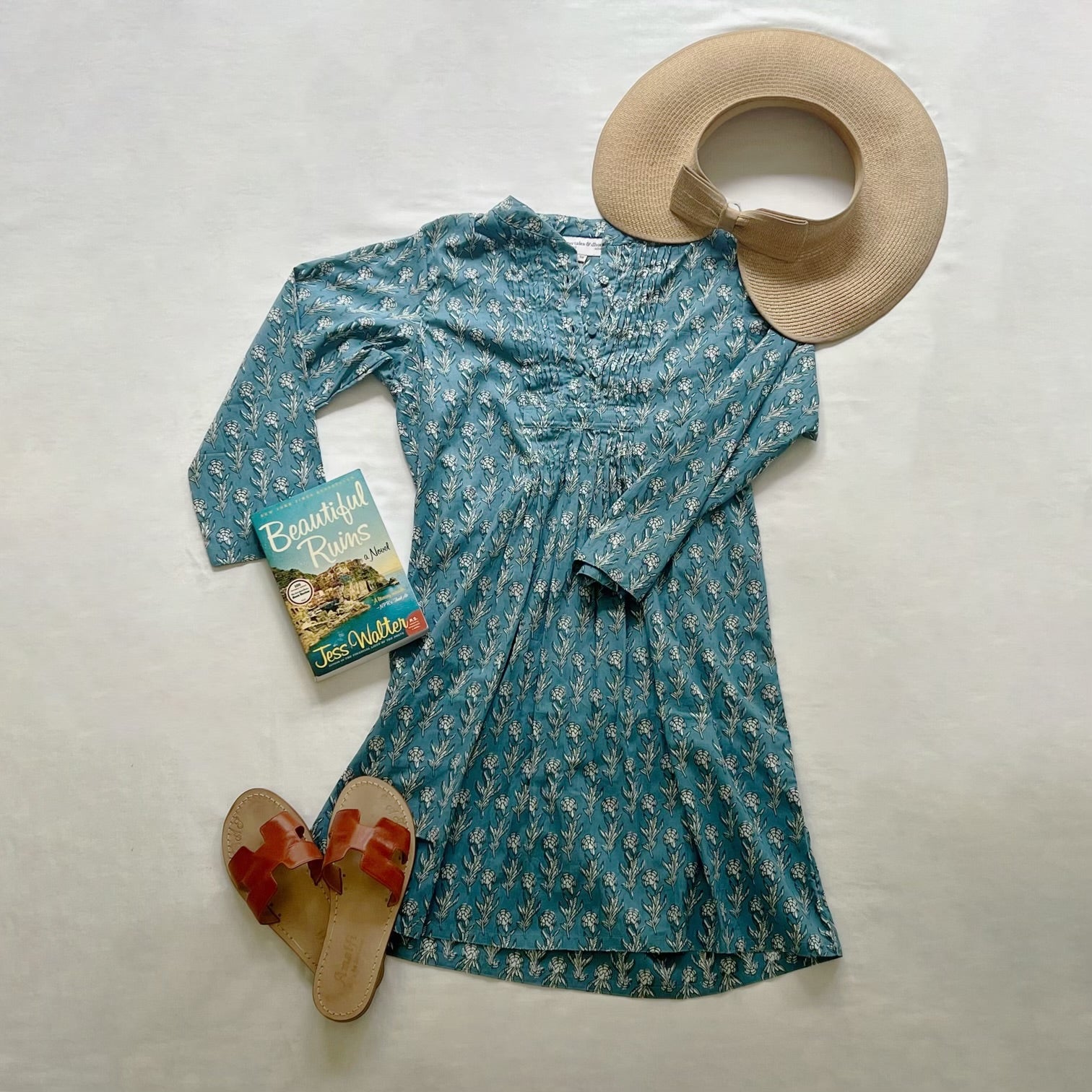 Sheila Dress — Blue & White Floral A-Line XL