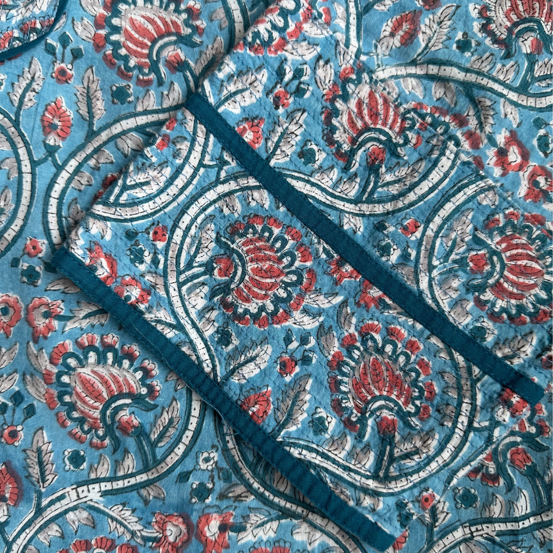 Leela Tunic - Blue/Coral print